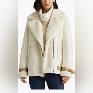 Lauren Ralph Lauren Asymmetric Faux Fur Moto Coat